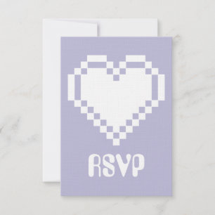 Unsere 8-Bit-Herzen in Lavendel RSVP-Karte RSVP Karte