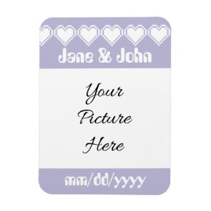 Unsere 8-Bit-Herzen in Lavendel Save-the-Date Magn Magnet