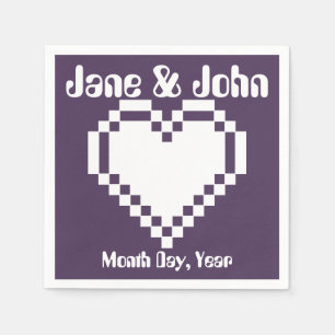 Unsere 8-Bit-Herzen in Lila Napkins Serviette
