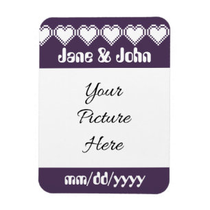 Unsere 8-Bit-Herzen in lila Save-the-Date-Magnet Magnet