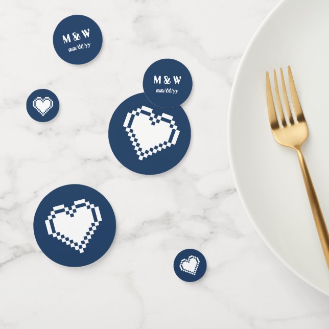 Unsere 8-Bit-Herzen in Navy-Table-Confetti Konfetti (Gruppe)