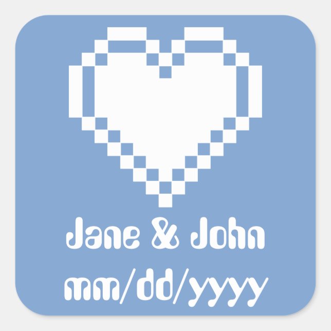 Unsere 8-Bit-Herzen in Periwinkle Sticker (Vorderseite)