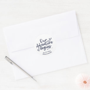 Unsere Abenteuer Beginnen Hochzeit Save The Date Runder Aufkleber
