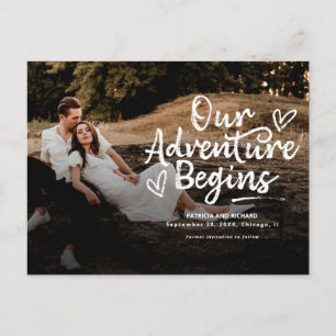 Unsere Abenteuer Beginnen Hochzeit Termin Foto Postkarte