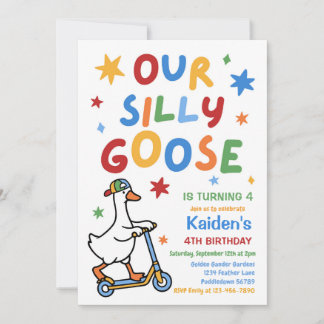 Unsere alberne Gans Jungen Bunte Geburtstagsfeier Einladung