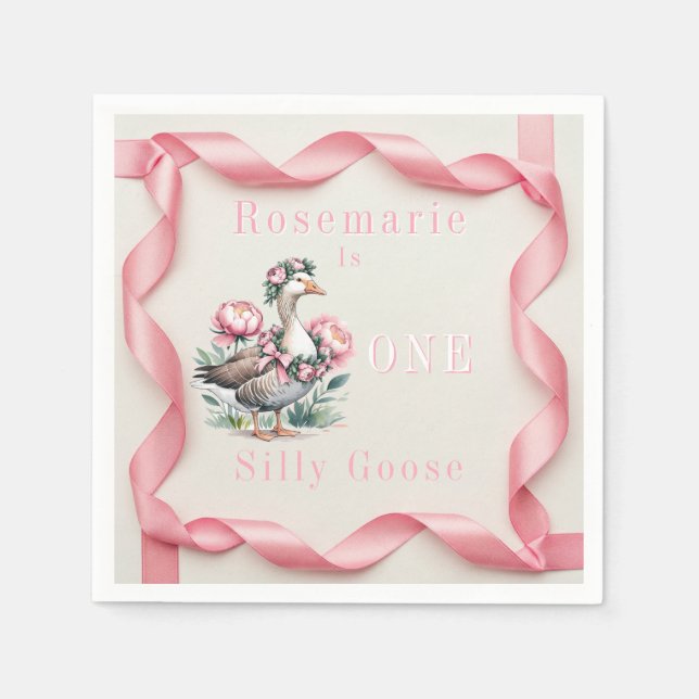Unsere Alberne Gans wird zum Geburtstag Serviette (Vorderseite)