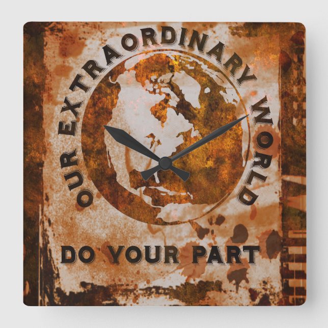 Unsere außergewöhnliche Welt Quadratische Wanduhr (Vorderseite)