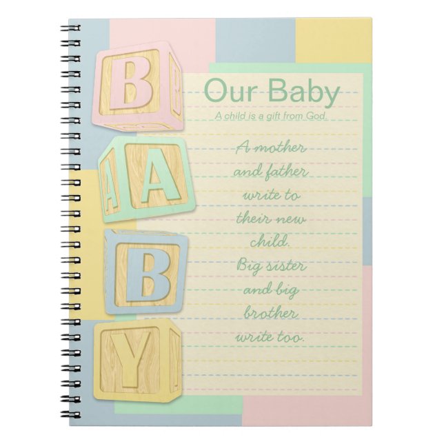 Unsere Baby Pastel Alphabet Blocks Custom Notebook Notizblock (Vorderseite)