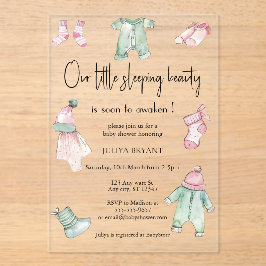 Unsere Babybettwäsche Baby Dusche Acryleinladungen