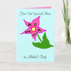 Unsere besondere Mutter Blaue rosa florale gelbe S Karte