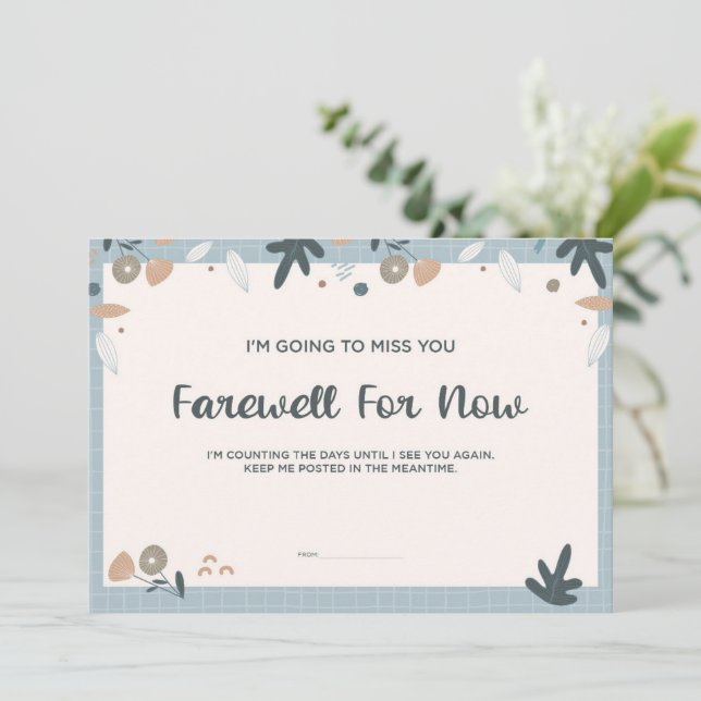 Unsere Boho Pastel Farewell Miss You Flat Card (Stehend Vorderseite)