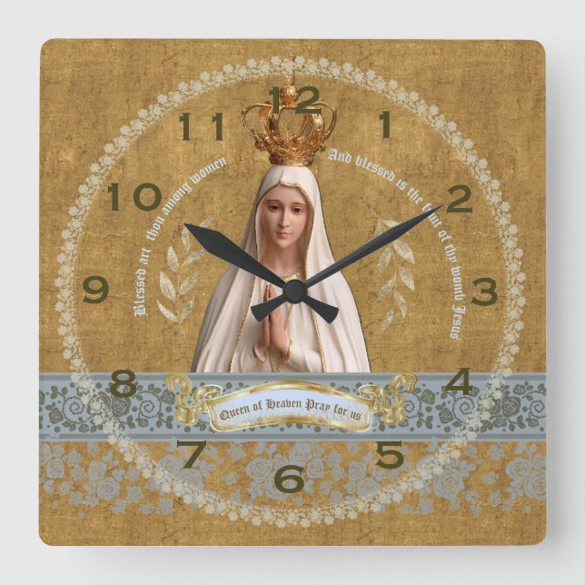 Unsere Dame an der Fatima-Wall-Uhr Quadratische Wanduhr (Vorderseite)