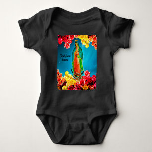 Unsere Dame aus Guadalupe wurde von den himmlische Baby Strampler