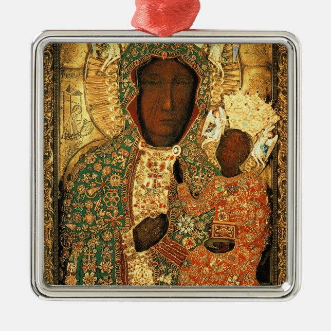 Unsere Dame Czestochowa Black Madonna Polen Gesche Ornament Aus Metall (Vorne)