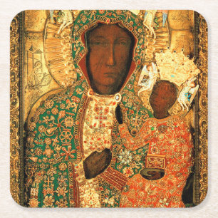 Unsere Dame Czestochowa Black Madonna Polen Gesche Rechteckiger Pappuntersetzer