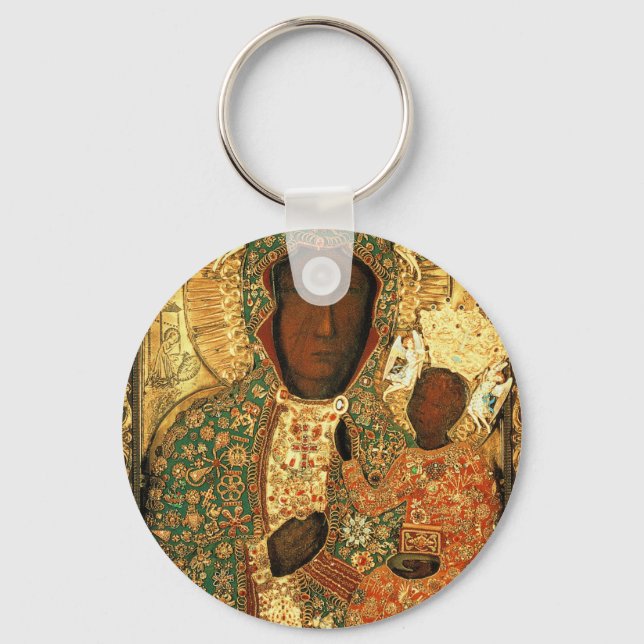 Unsere Dame Czestochowa Black Madonna Polen Gesche Schlüsselanhänger (Vorderseite)