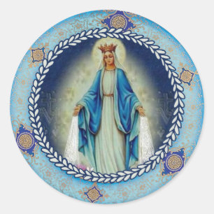 Unsere Dame der Anmut gesegneten Jungfrau Mary Runder Aufkleber