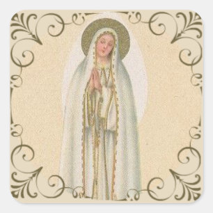 Unsere Dame der Fatima-Goldgrenze Quadratischer Aufkleber