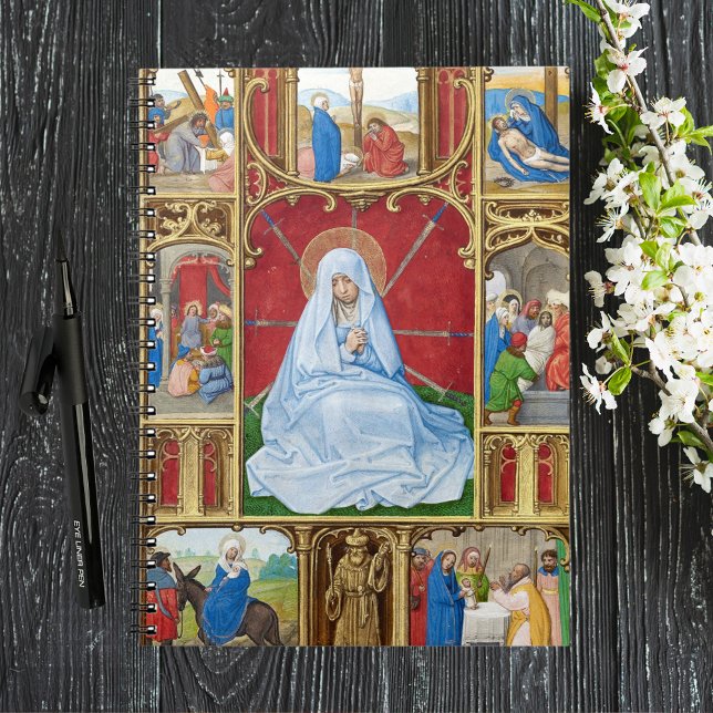 Unsere Dame der Trauern Ostern Lent Religious Medi Notizblock (Our Lady of Seven Sorrows Religious Christian Catholic Easter Lent Religious Medieval Notebook)