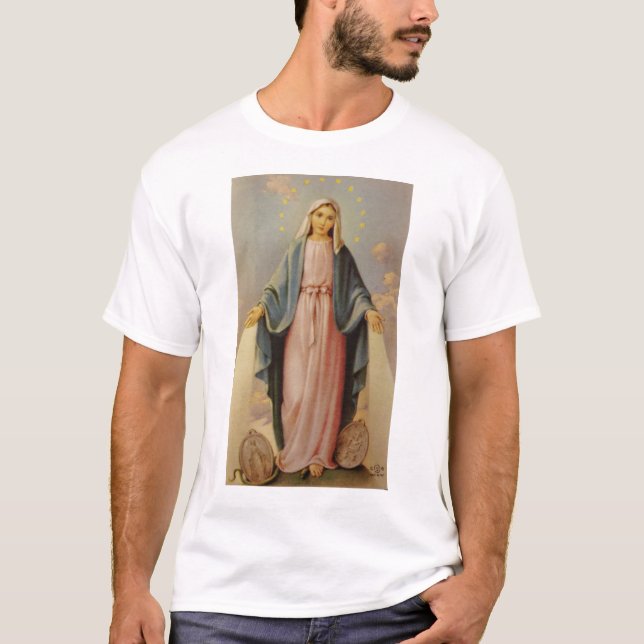 Unsere Dame der Vintagen Lateinmesse Rosary T-Shirt (Vorderseite)