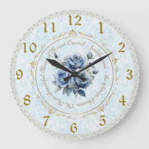 Unsere Dame des Monte Carmel Blue Rose Wall Clock Große Wanduhr