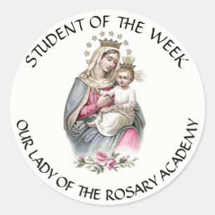 Unsere Dame des Rosary Katholic Award Runder Aufkleber