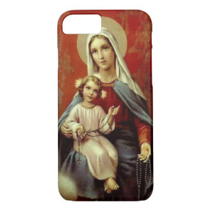 Unsere Dame des Rot-Goldes des Rosenbeet-w/Jesus Case-Mate iPhone Hülle