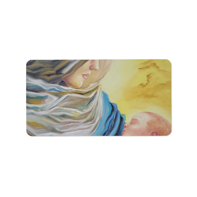 Unsere Dame des Schweigens hält das Baby Jesus Adressaufkleber (Vorne)