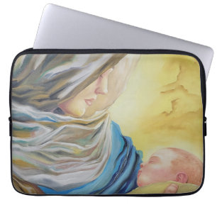 Unsere Dame des Schweigens hält das Baby Jesus Laptopschutzhülle