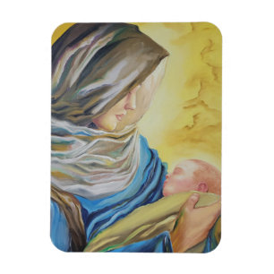 Unsere Dame des Schweigens hält das Baby Jesus Magnet