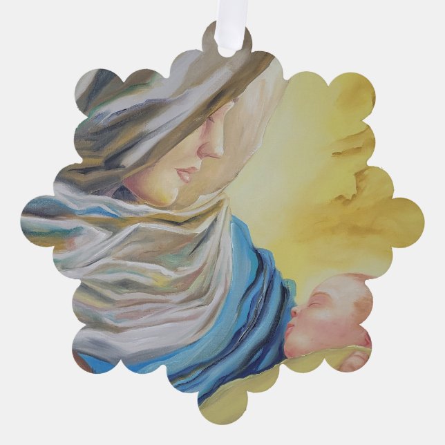 Unsere Dame des Schweigens hält das Baby Jesus Ornament Karte (Vorderseite)