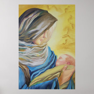 Unsere Dame des Schweigens hält das Baby Jesus Poster