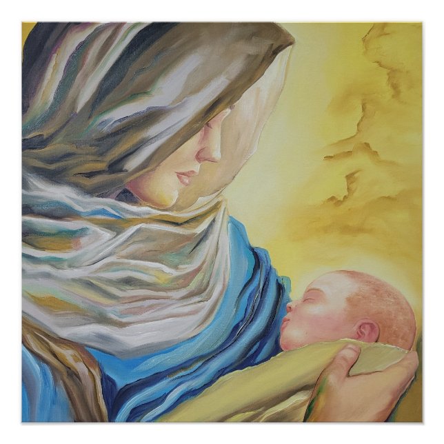 Unsere Dame des Schweigens hält das Baby Jesus Poster (Vorderseite)