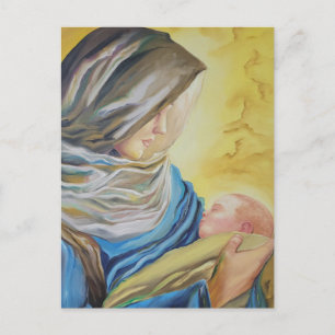 Unsere Dame des Schweigens hält das Baby Jesus Postkarte