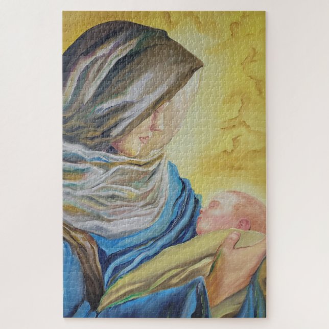 Unsere Dame des Schweigens hält das Baby Jesus Puzzle (Vertikal)