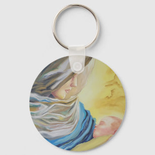 Unsere Dame des Schweigens hält das Baby Jesus Schlüsselanhänger