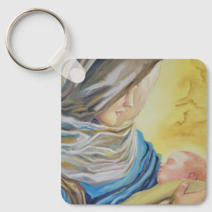 Unsere Dame des Schweigens hält das Baby Jesus Schlüsselanhänger