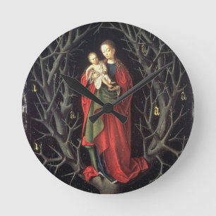 Unsere Dame des trockenen Baums c.1450 (Öl auf Runde Wanduhr