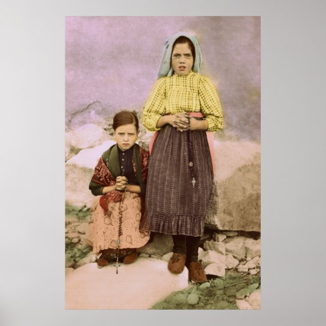 Unsere Dame Fatima Children Jacinta & Lucia Poster (Vorne)