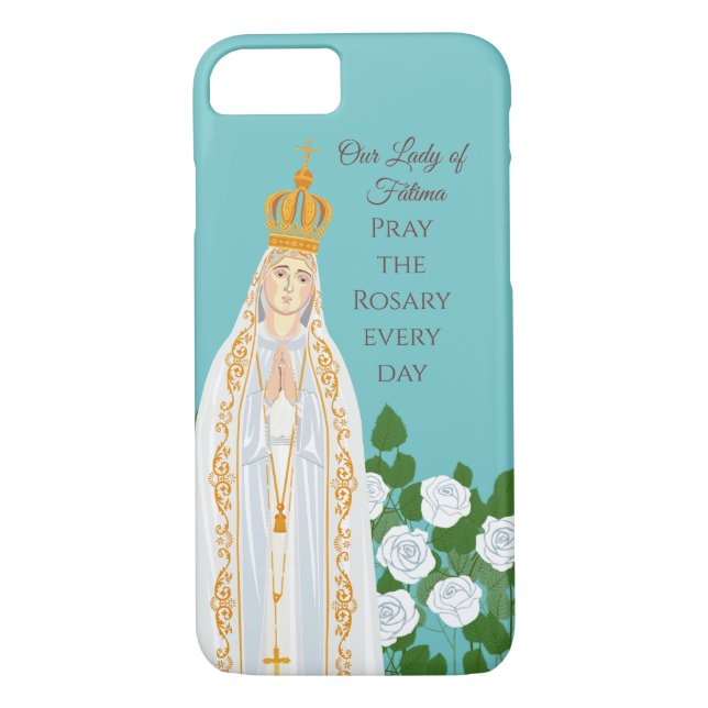 Unsere Dame Fatima und weiße Rosen Case-Mate iPhone Hülle (Rückseite)