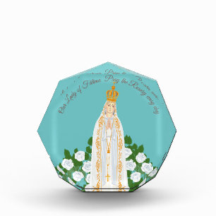 Unsere Dame Fatima und weiße Rosen Fotoblock