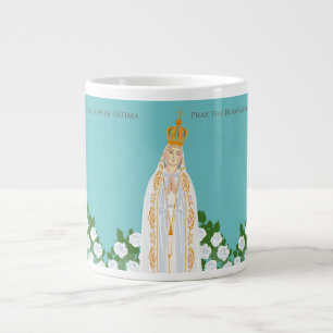 Unsere Dame Fatima und weiße Rosen Jumbo-Tasse