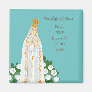 Unsere Dame Fatima und weiße Rosen Magnet
