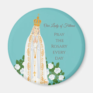 Unsere Dame Fatima und weiße Rosen Magnet