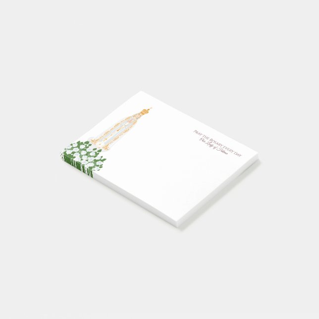 Unsere Dame Fatima und weiße Rosen Post-it Klebezettel (angewinkelt)