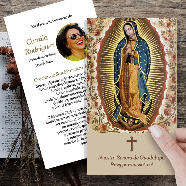 Unsere Dame Guadalupe 5 Spanische Gebetskarte (catholic, religious, celebration of life, in loving memory of, prayer cards for bereavement)