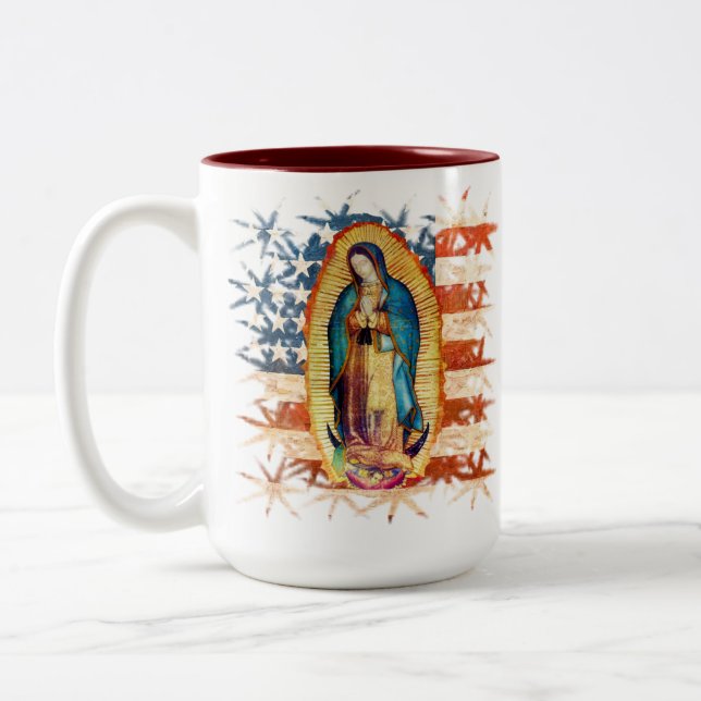 Unsere Dame Guadalupe Jungfrau Mary Katholic Bande Zweifarbige Tasse (Links)
