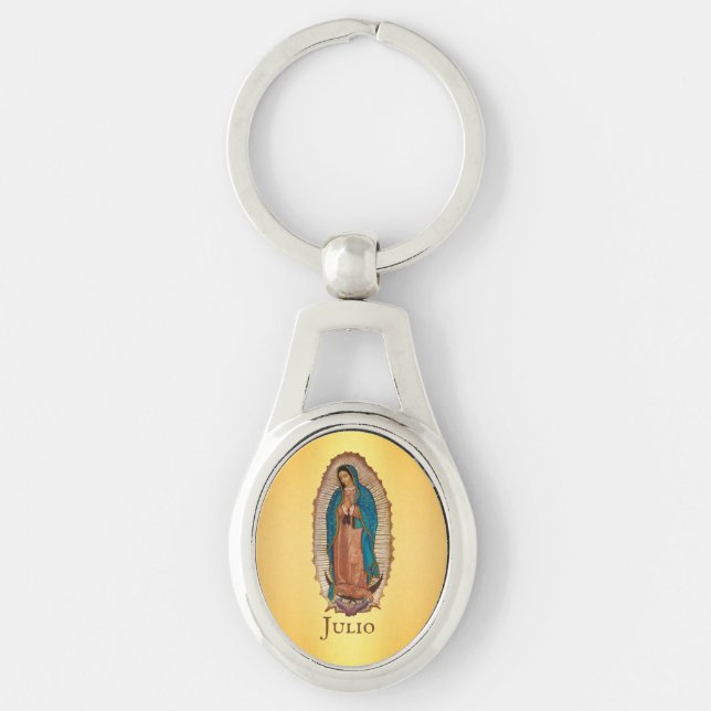 Unsere Dame Guadalupe Mexiko Katholisches Gold Schlüsselanhänger (Vorderseite)