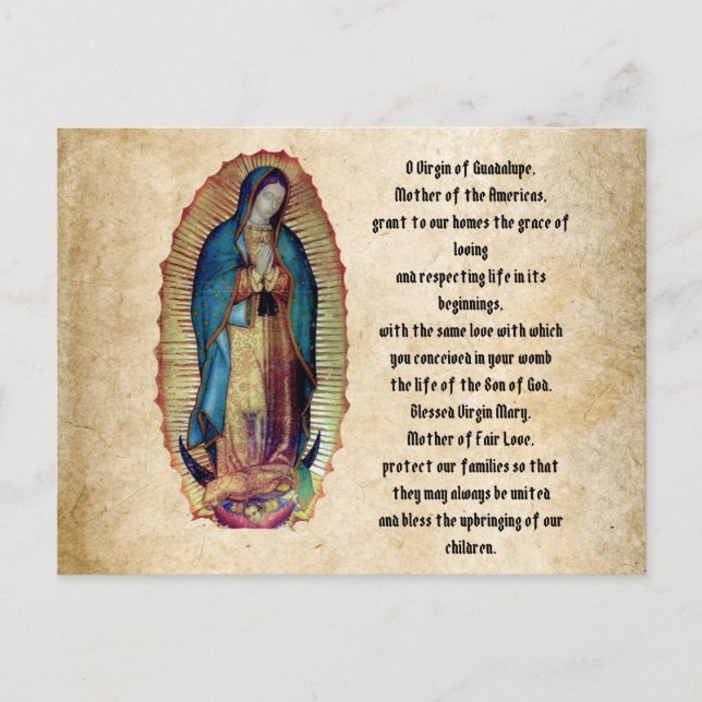 Unsere Dame Guadalupe, Nuestra Señora de Guadalupe Postkarte (Vorderseite)