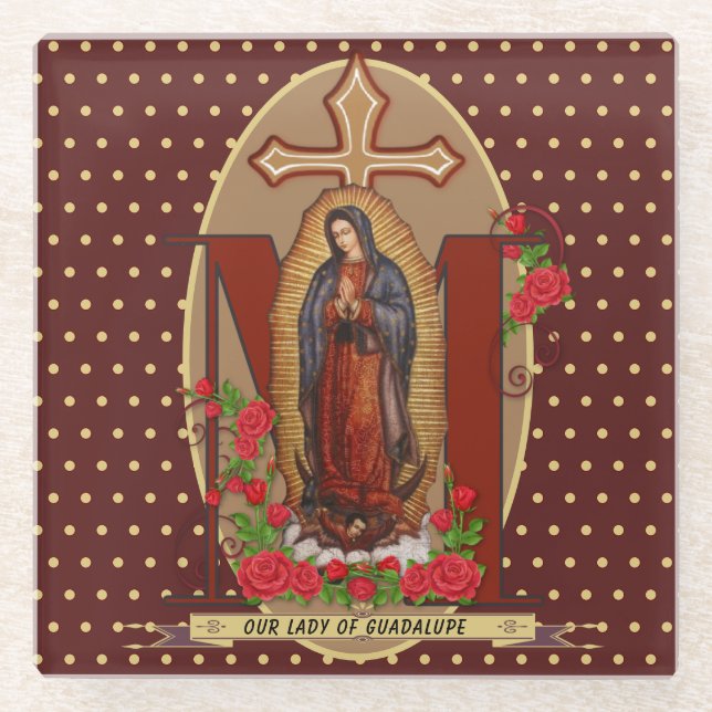 Unsere Dame Guadalupe Santa Maria Spanische Jungfr Glasuntersetzer (Vorderseite)